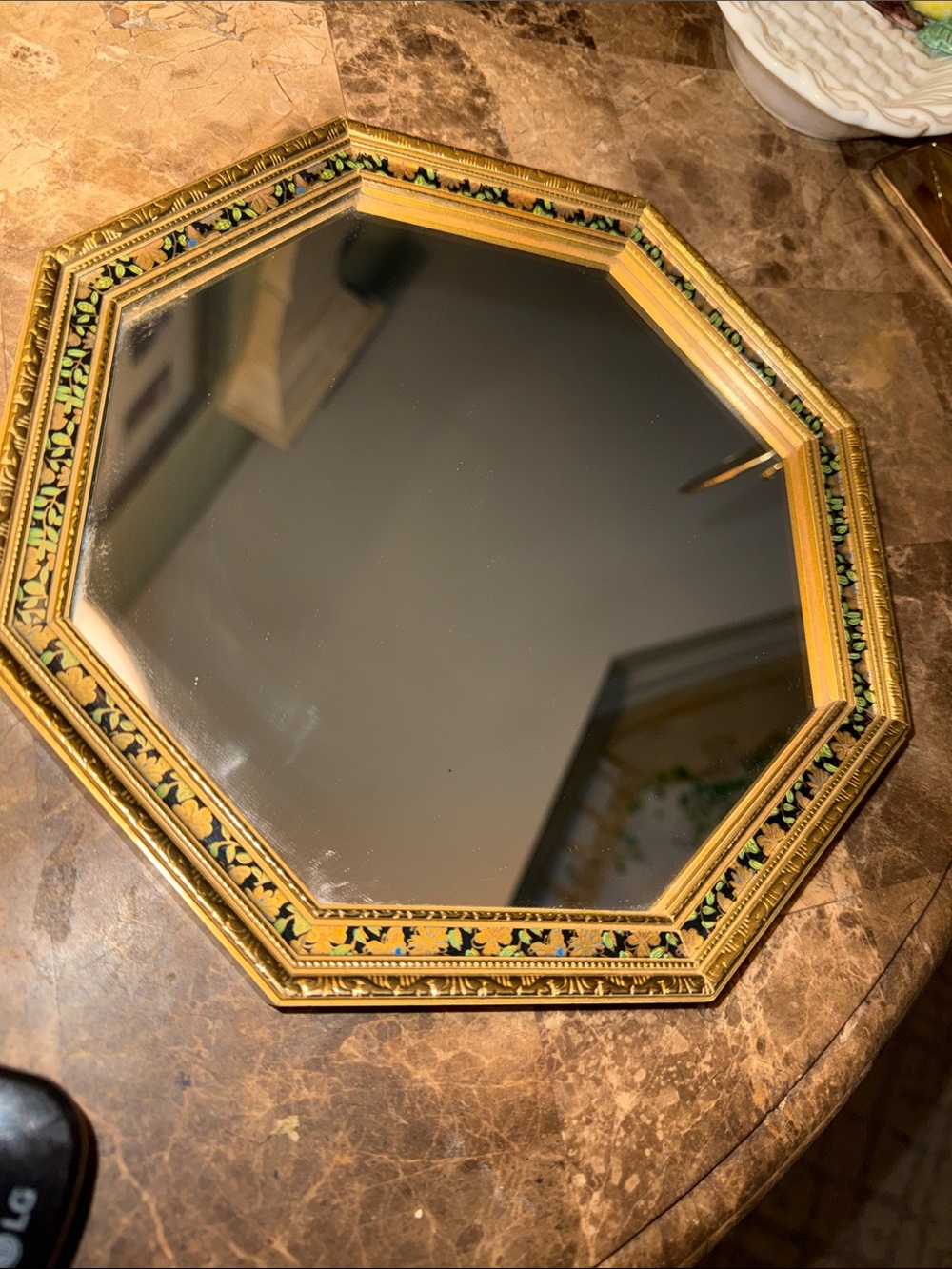 Vintage Hollywood Regency Style Octagonal Accent Mirror circa 1960s–1980s